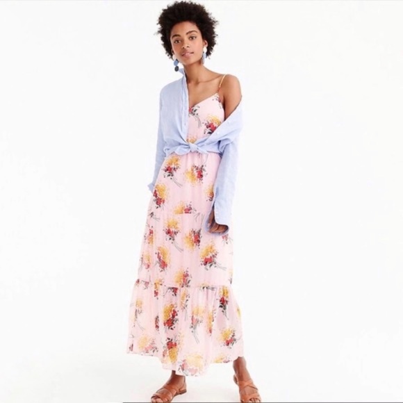 J. Crew Mercantile Sunburst Tiered Floral Maxi Dress